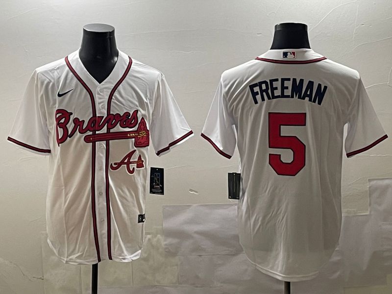 Men Atlanta Braves 5 Freeman White Game 2025 Nike MLB Jersey style 6